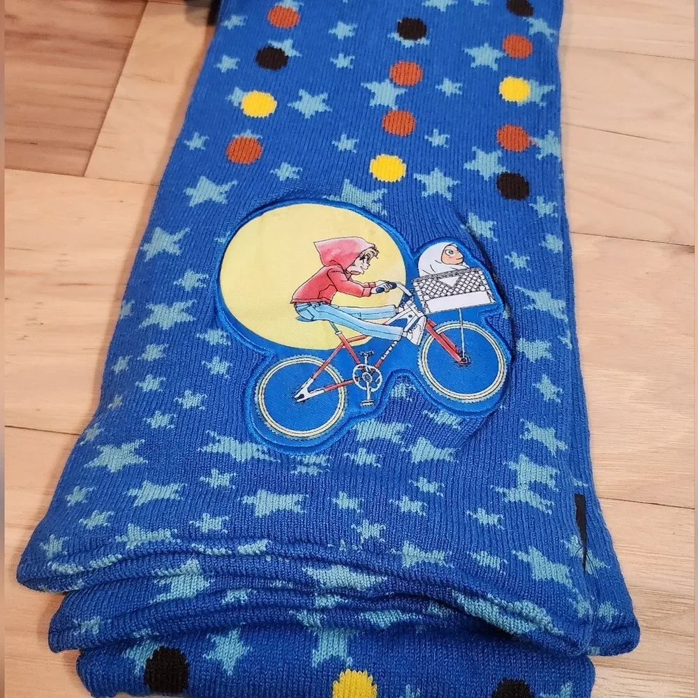 New E.T. Blue Knit Beanie and Scarf Set